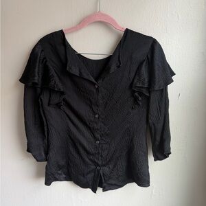 Vintage Black Silk Blouse